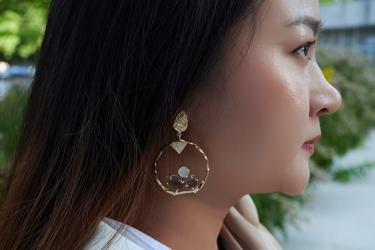 Amina: 22k Gold Plated Mix Crystals Earrings
