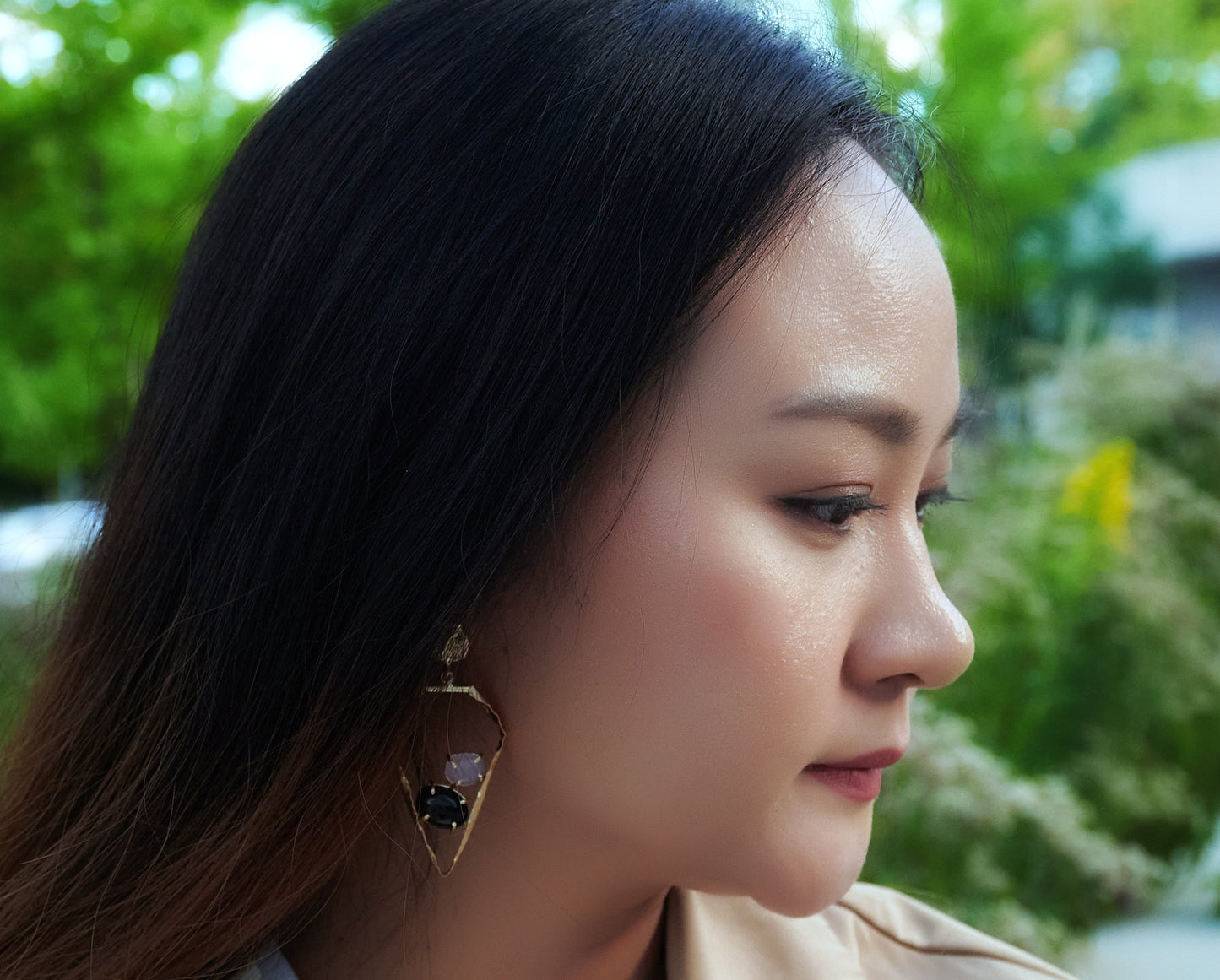 Piera: 22k Gold Plated Two Stone Earrings