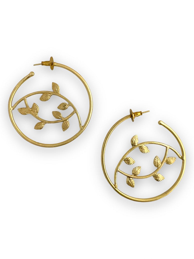 Petals Hoops: 22k Gold Plated Earrings