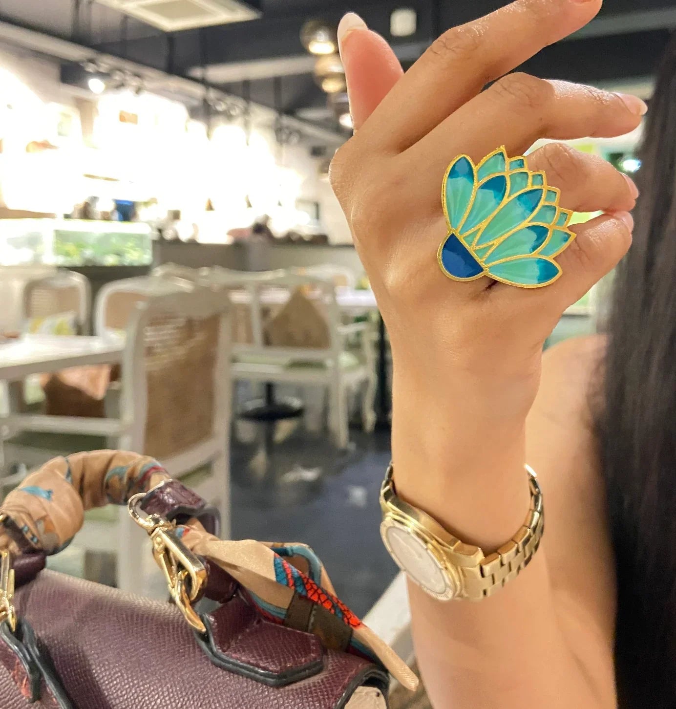 Bloom Lotus Enamel Ring - Designs by Uchita