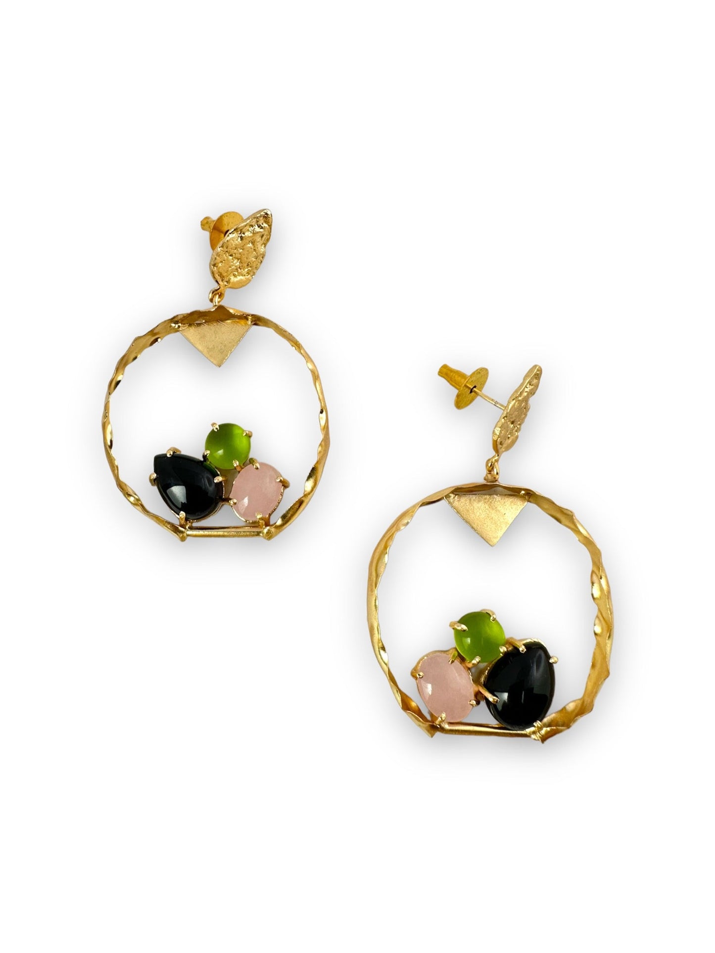 Amina: 22k Gold Plated Mix Crystals Earrings