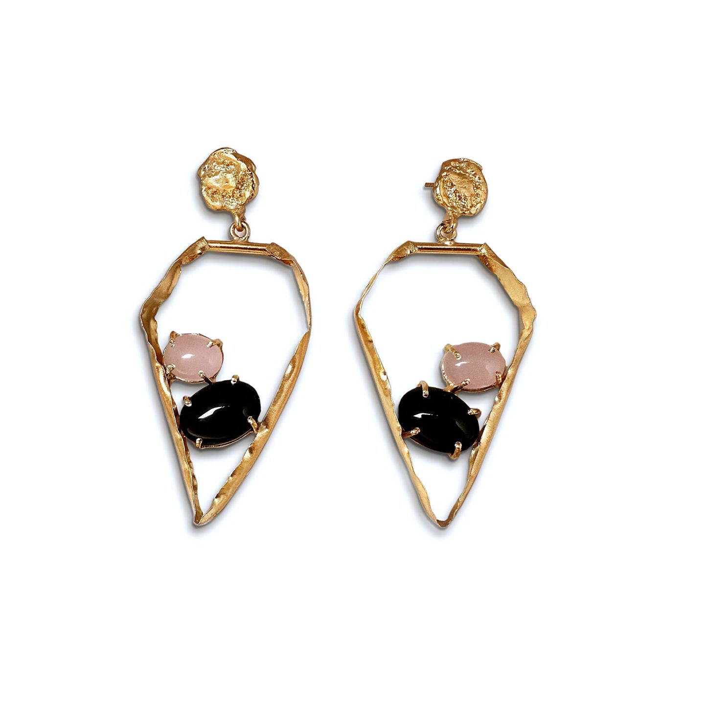 Piera: 22k Gold Plated Two Stone Earrings